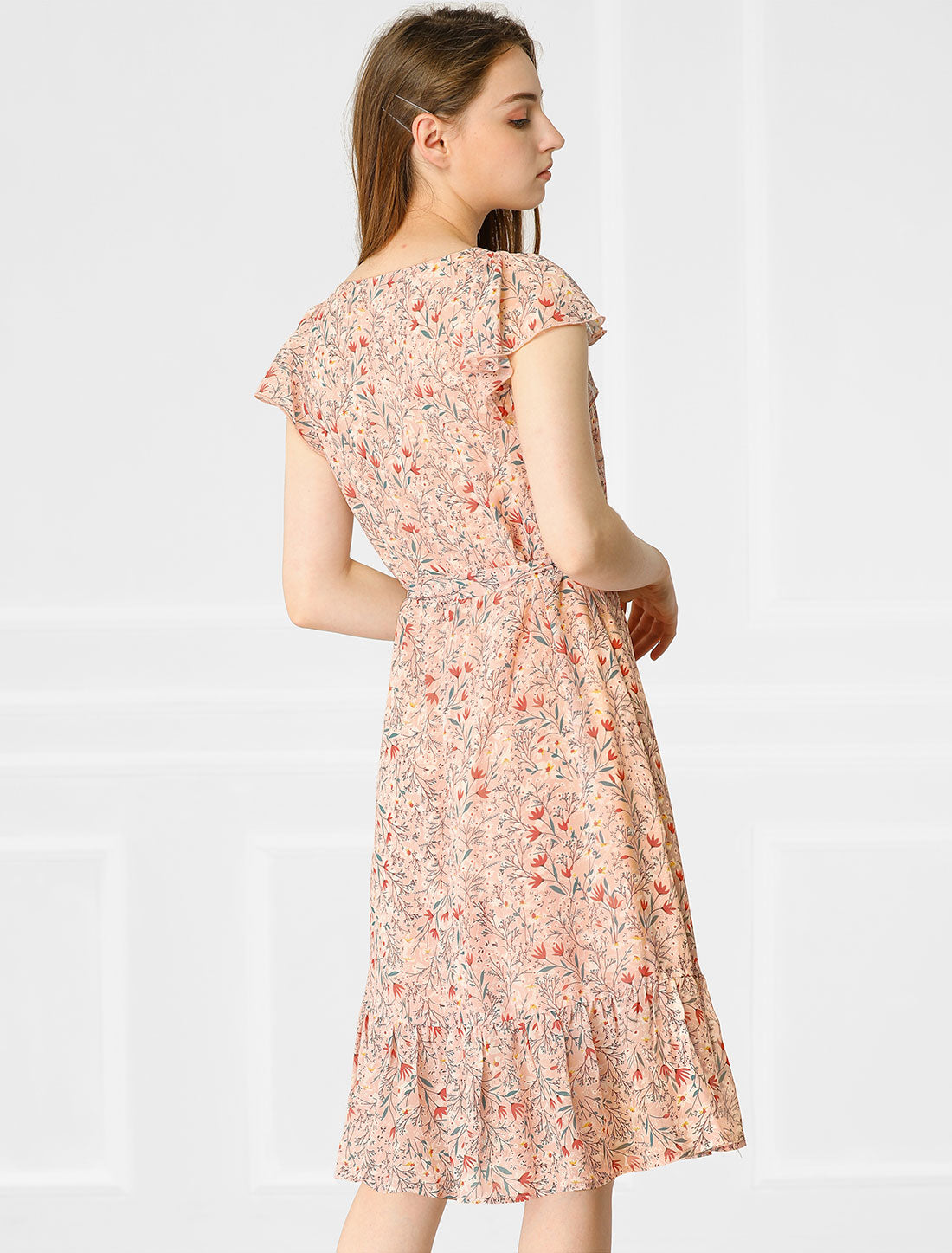 Florvella - Women’s Floral Square Neck A-Line Dress