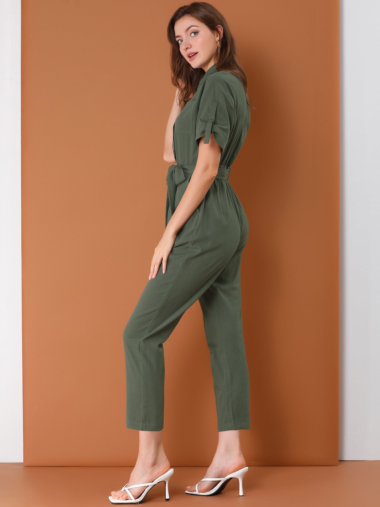 Velmira – Women’s Cotton Cargo Tie-Waist Jumpsuit