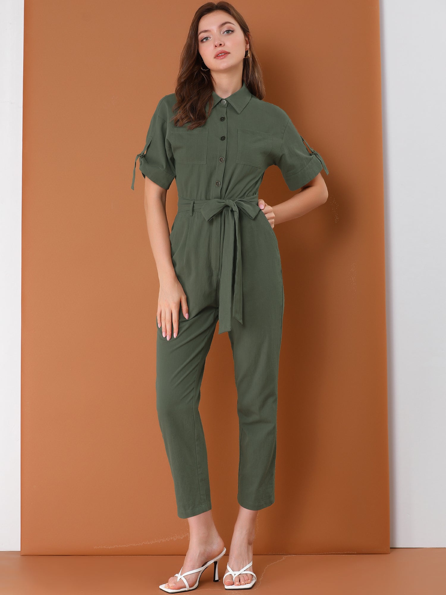 Velmira – Women’s Cotton Cargo Tie-Waist Jumpsuit