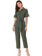 Velmira – Women’s Cotton Cargo Tie-Waist Jumpsuit