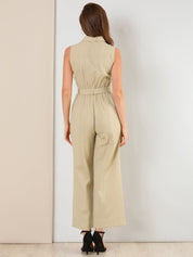 Cotviera - Women’s Button Down Wide Leg Jumpsuit