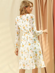 Florivelle - Women’s Wrap V-Neck Floral Midi Dress