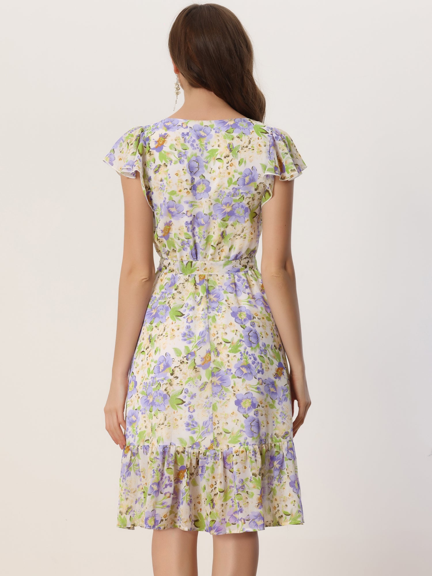 Florvella - Women’s Floral Square Neck A-Line Dress