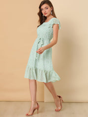 Florvella - Women’s Floral Square Neck A-Line Dress