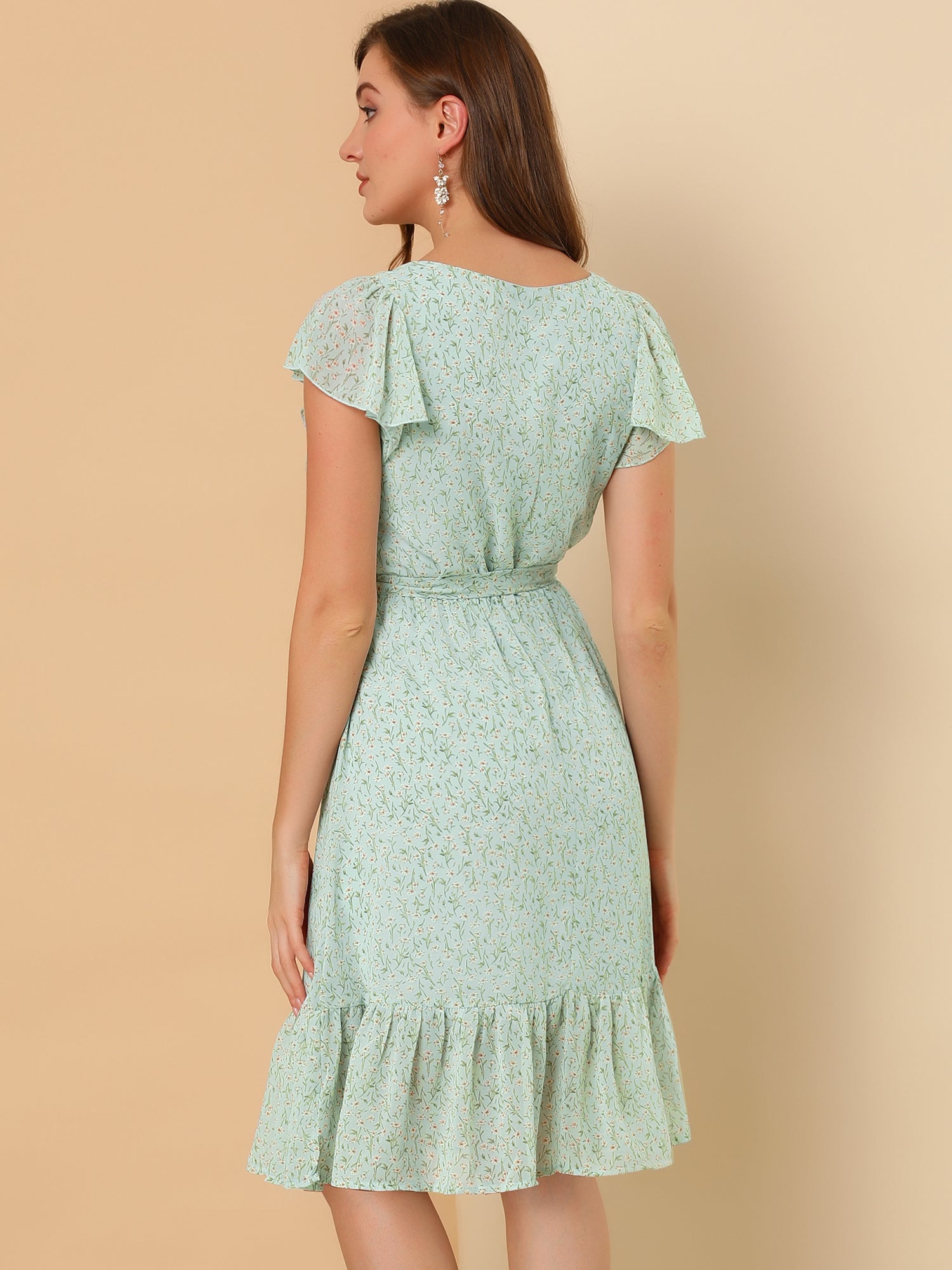Florvella - Women’s Floral Square Neck A-Line Dress