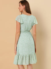 Florvella - Women’s Floral Square Neck A-Line Dress