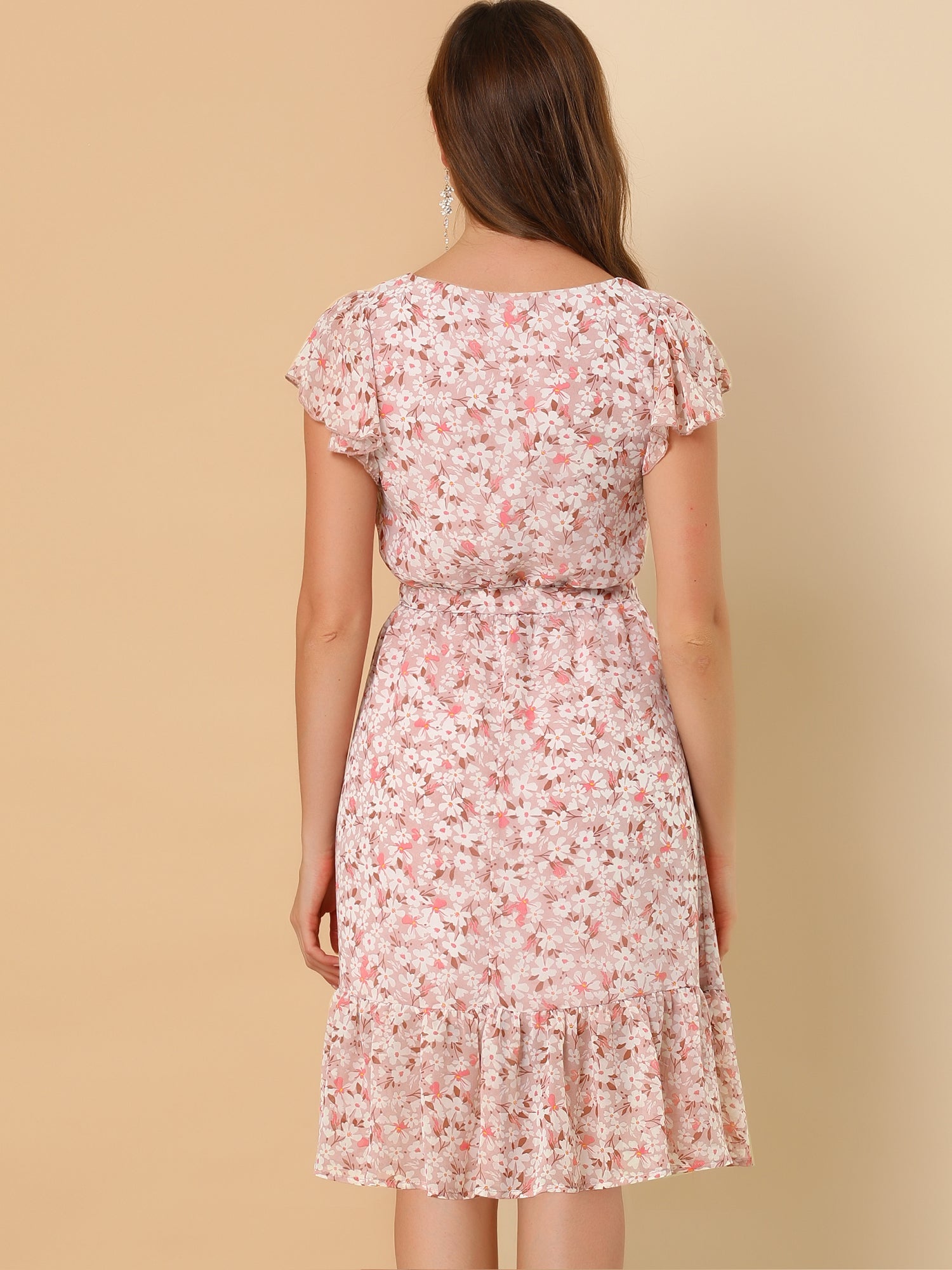Florvella - Women’s Floral Square Neck A-Line Dress