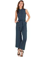 Cotviera - Women’s Button Down Wide Leg Jumpsuit