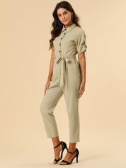 Velmira – Women’s Cotton Cargo Tie-Waist Jumpsuit