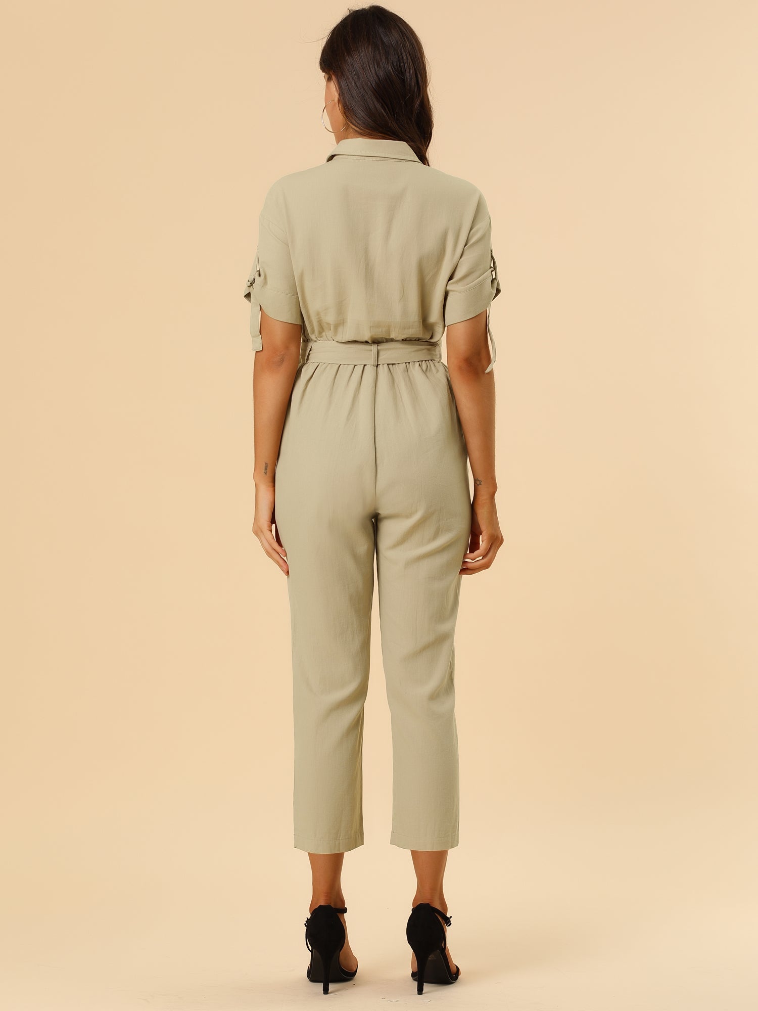 Velmira – Women’s Cotton Cargo Tie-Waist Jumpsuit