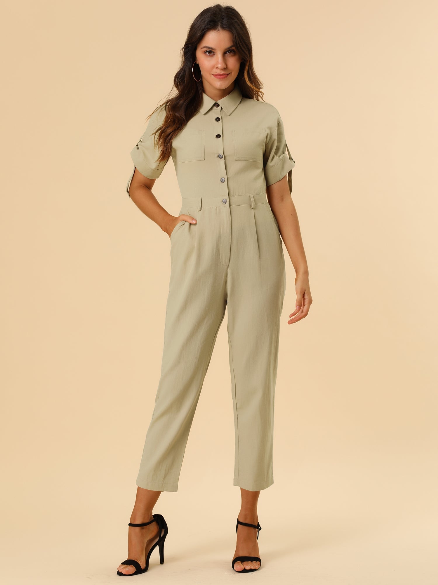 Velmira – Women’s Cotton Cargo Tie-Waist Jumpsuit
