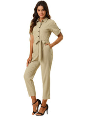 Velmira – Women’s Cotton Cargo Tie-Waist Jumpsuit