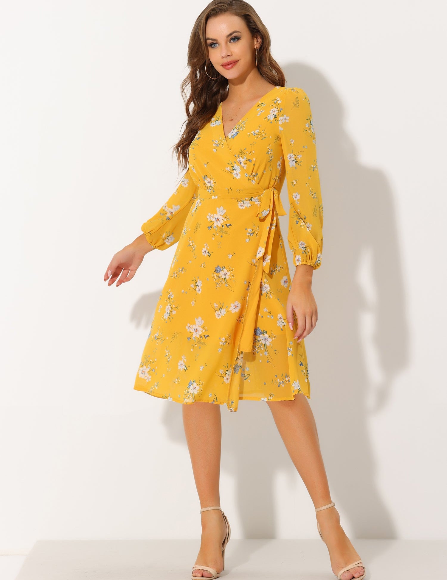 Florivelle - Women’s Wrap V-Neck Floral Midi Dress
