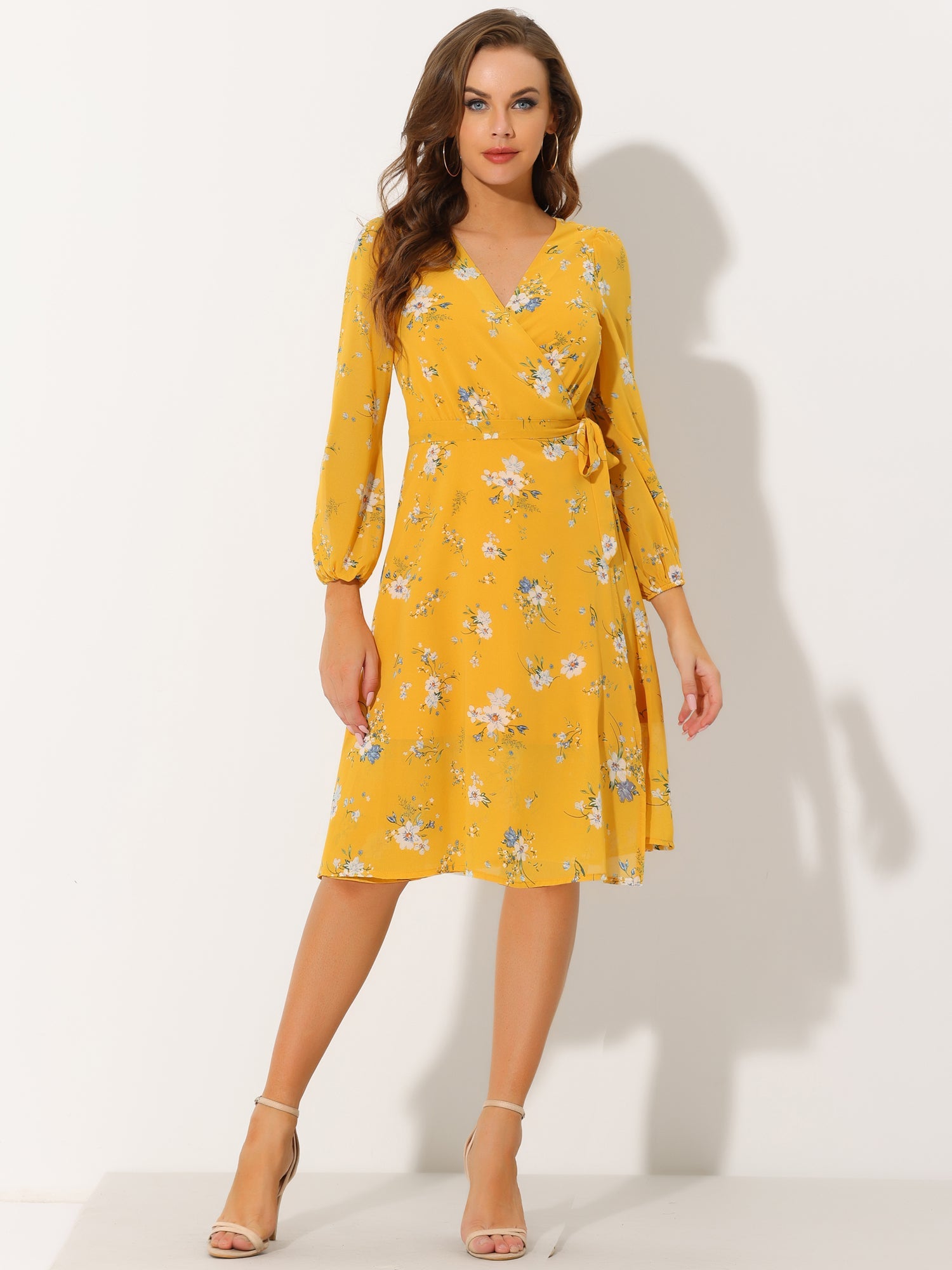 Florivelle - Women’s Wrap V-Neck Floral Midi Dress