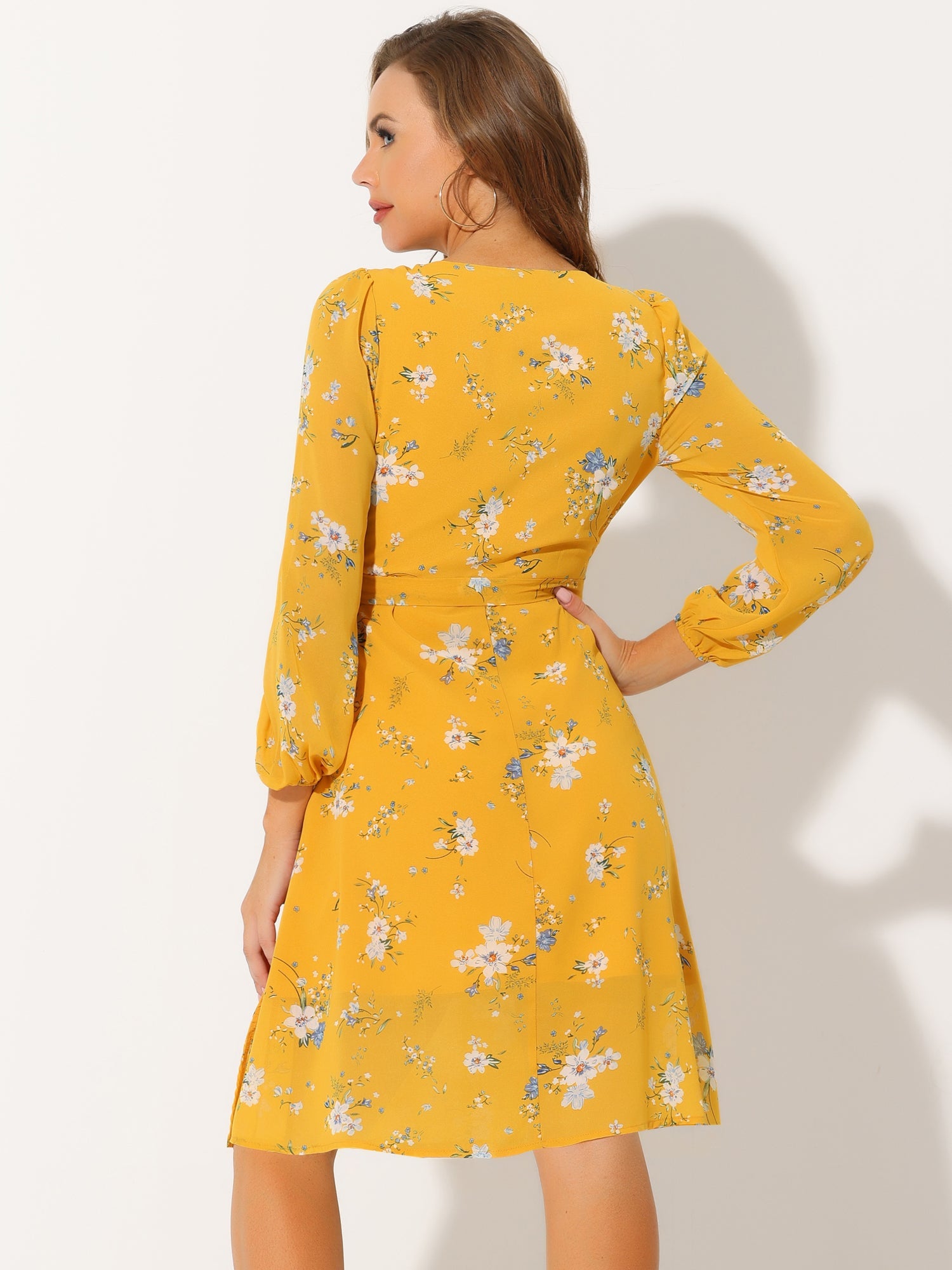 Florivelle - Women’s Wrap V-Neck Floral Midi Dress