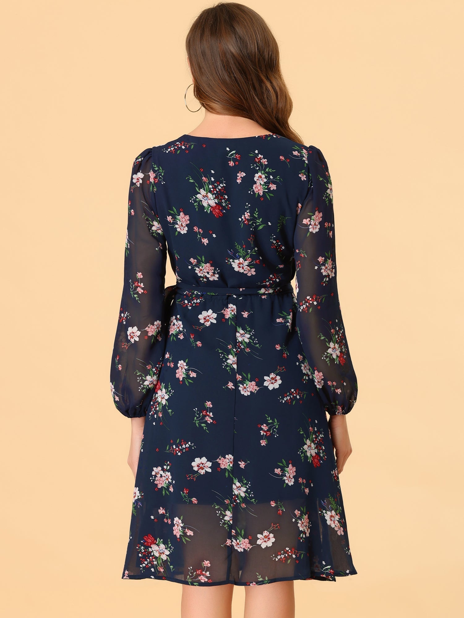 Florivelle - Women’s Wrap V-Neck Floral Midi Dress
