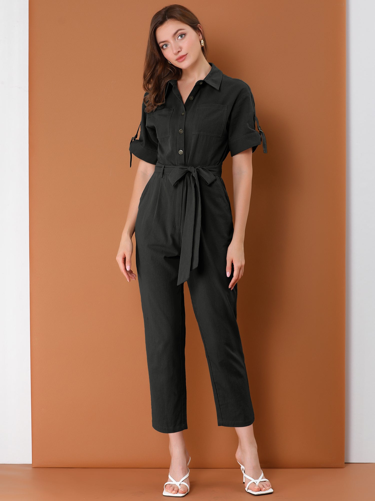 Velmira – Women’s Cotton Cargo Tie-Waist Jumpsuit