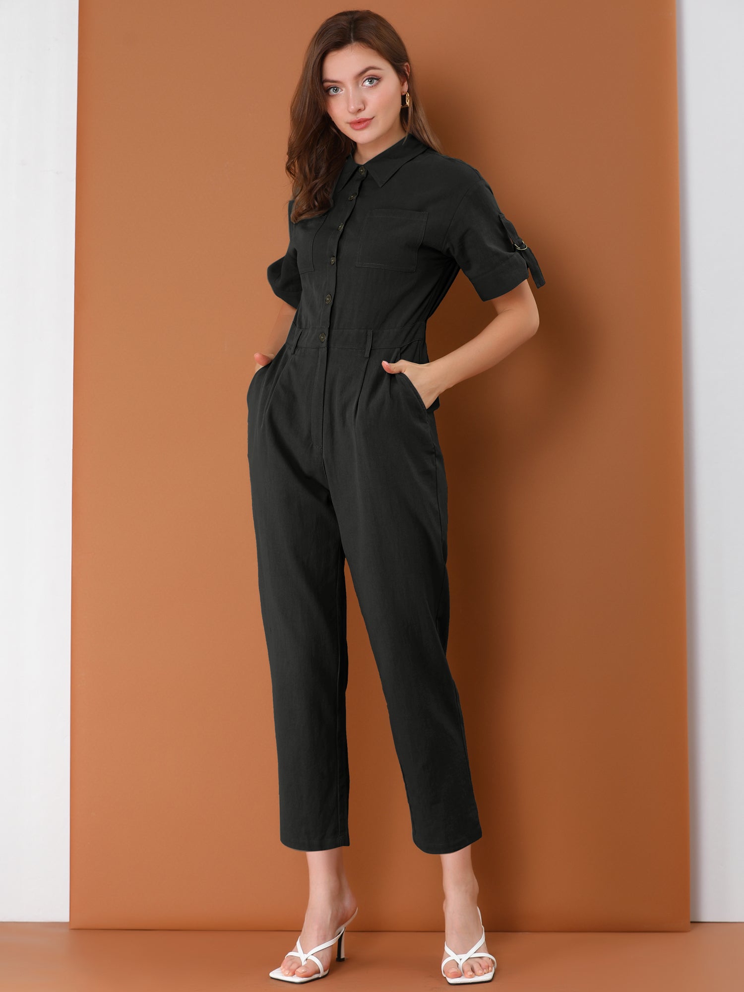 Velmira – Women’s Cotton Cargo Tie-Waist Jumpsuit