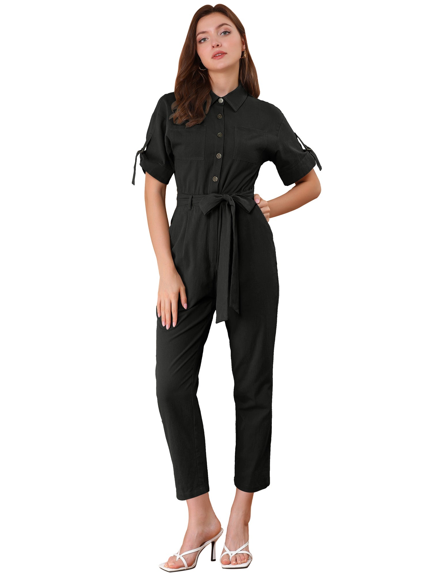 Velmira – Women’s Cotton Cargo Tie-Waist Jumpsuit