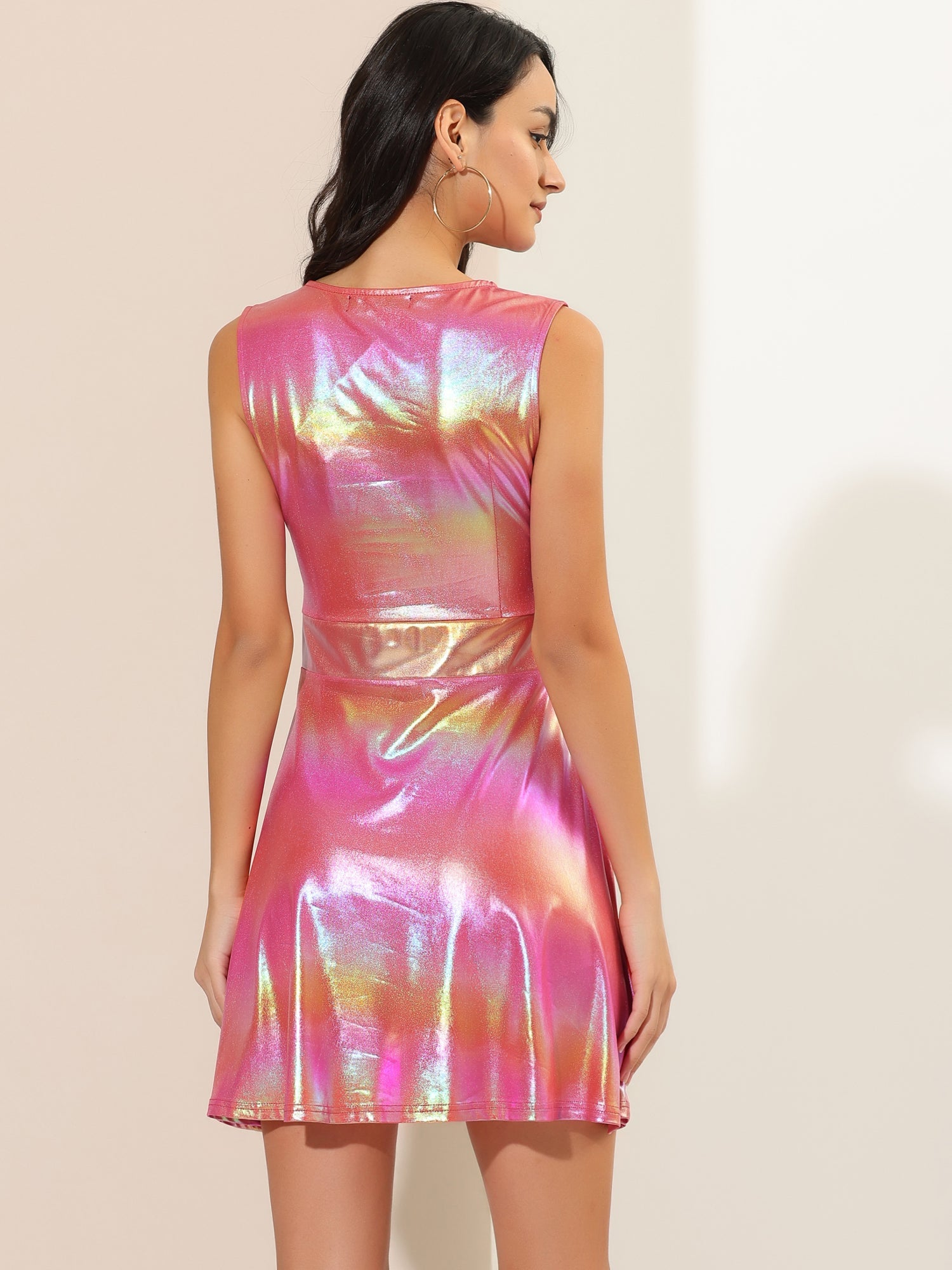 Aurexelle – Women’s Metallic High-Waist Sleeveless Dress