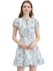 Rufflora - Women’s Floral Ruffle Sleeve Dress