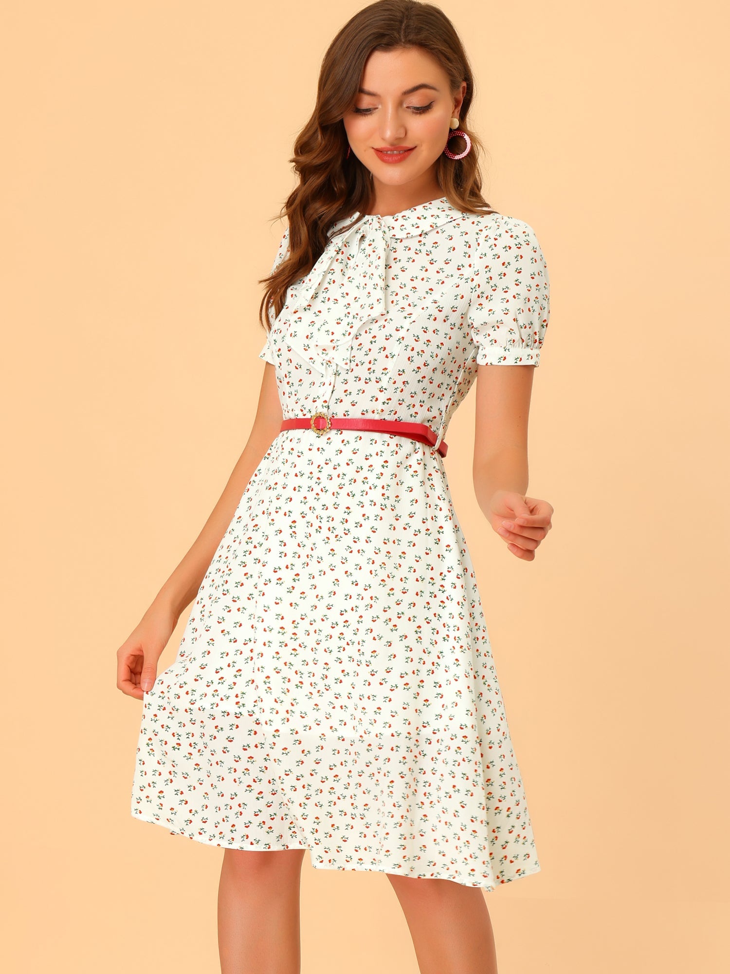 Petrella - Women’s Floral Peter Pan Collar Dress