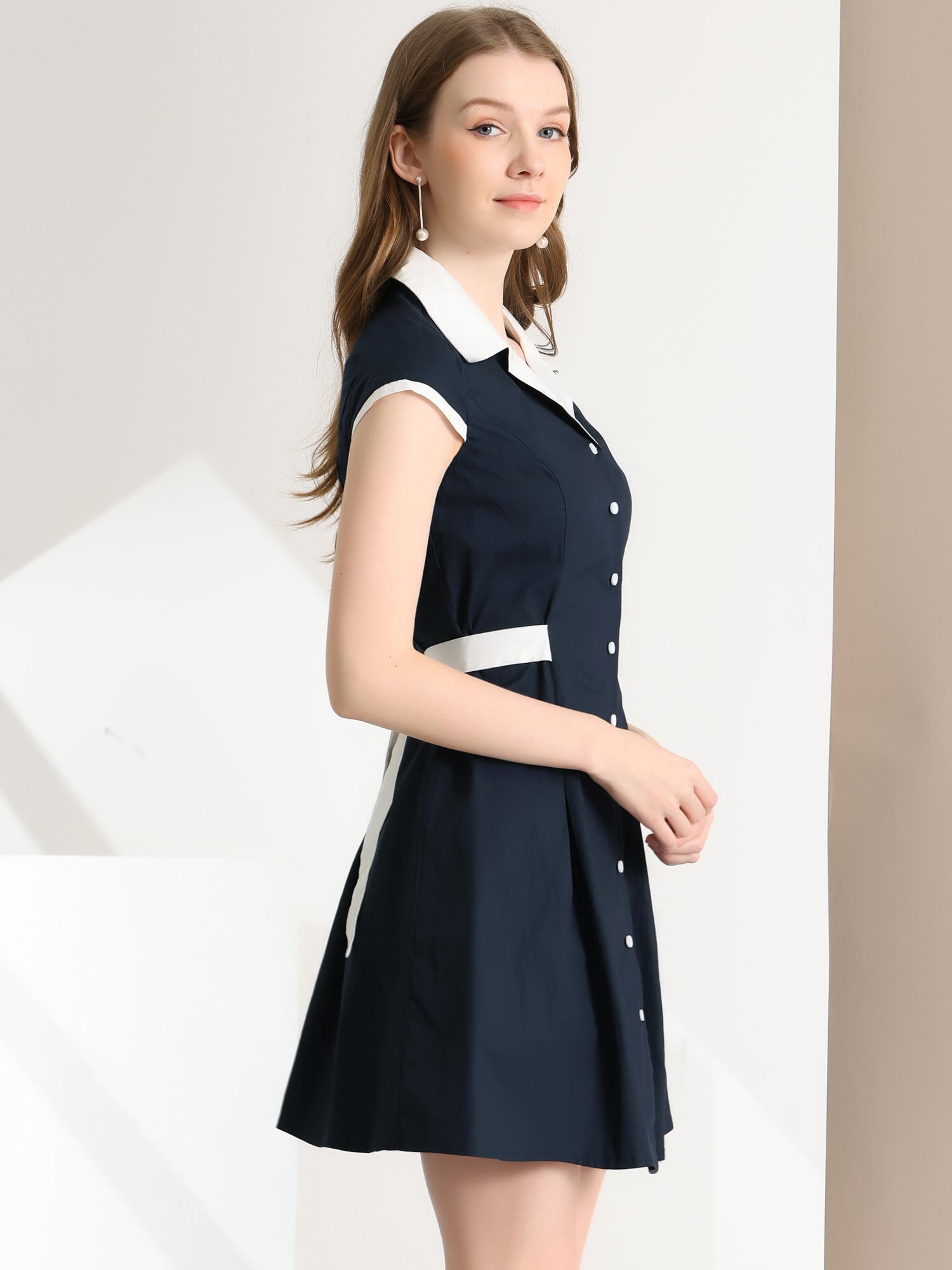 Calivra – Women’s Cotton Camp Collar Shirt Dress