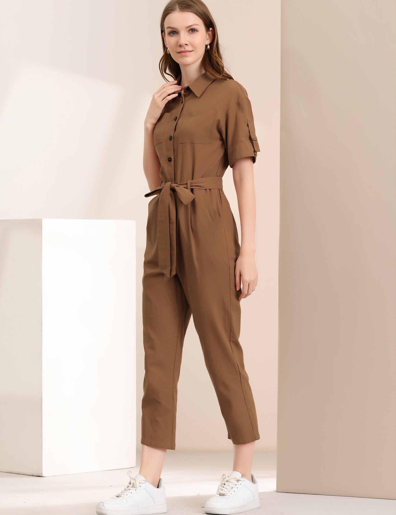 Velmira – Women’s Cotton Cargo Tie-Waist Jumpsuit