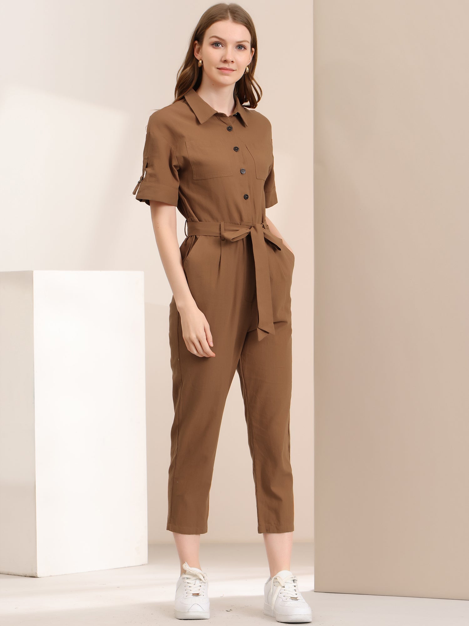 Velmira – Women’s Cotton Cargo Tie-Waist Jumpsuit