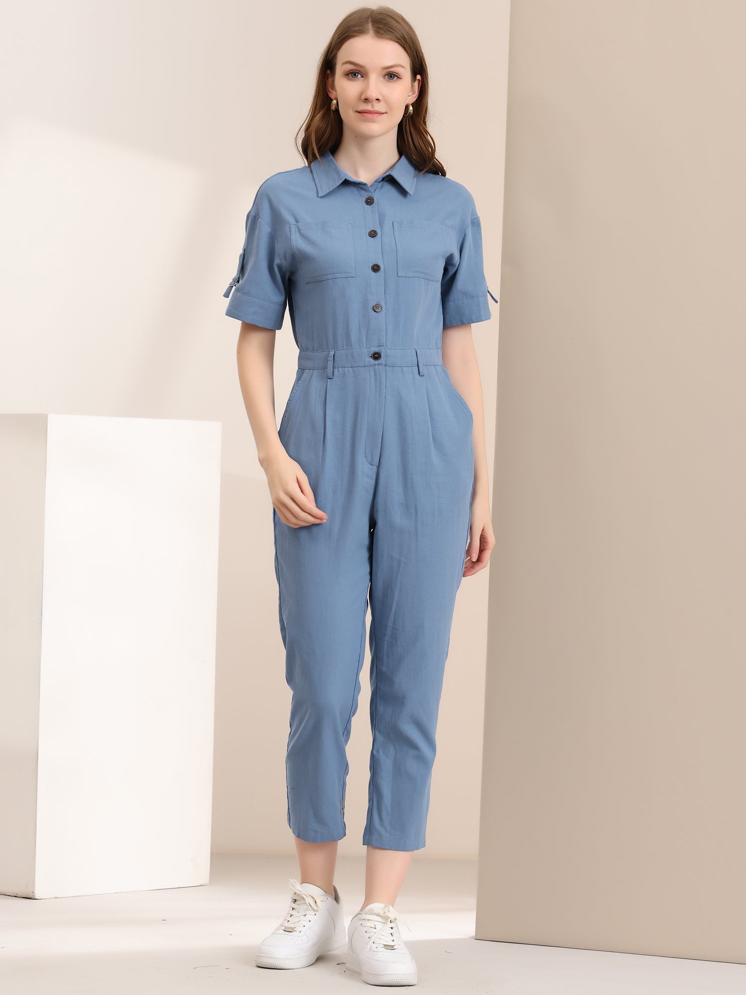 Velmira – Women’s Cotton Cargo Tie-Waist Jumpsuit