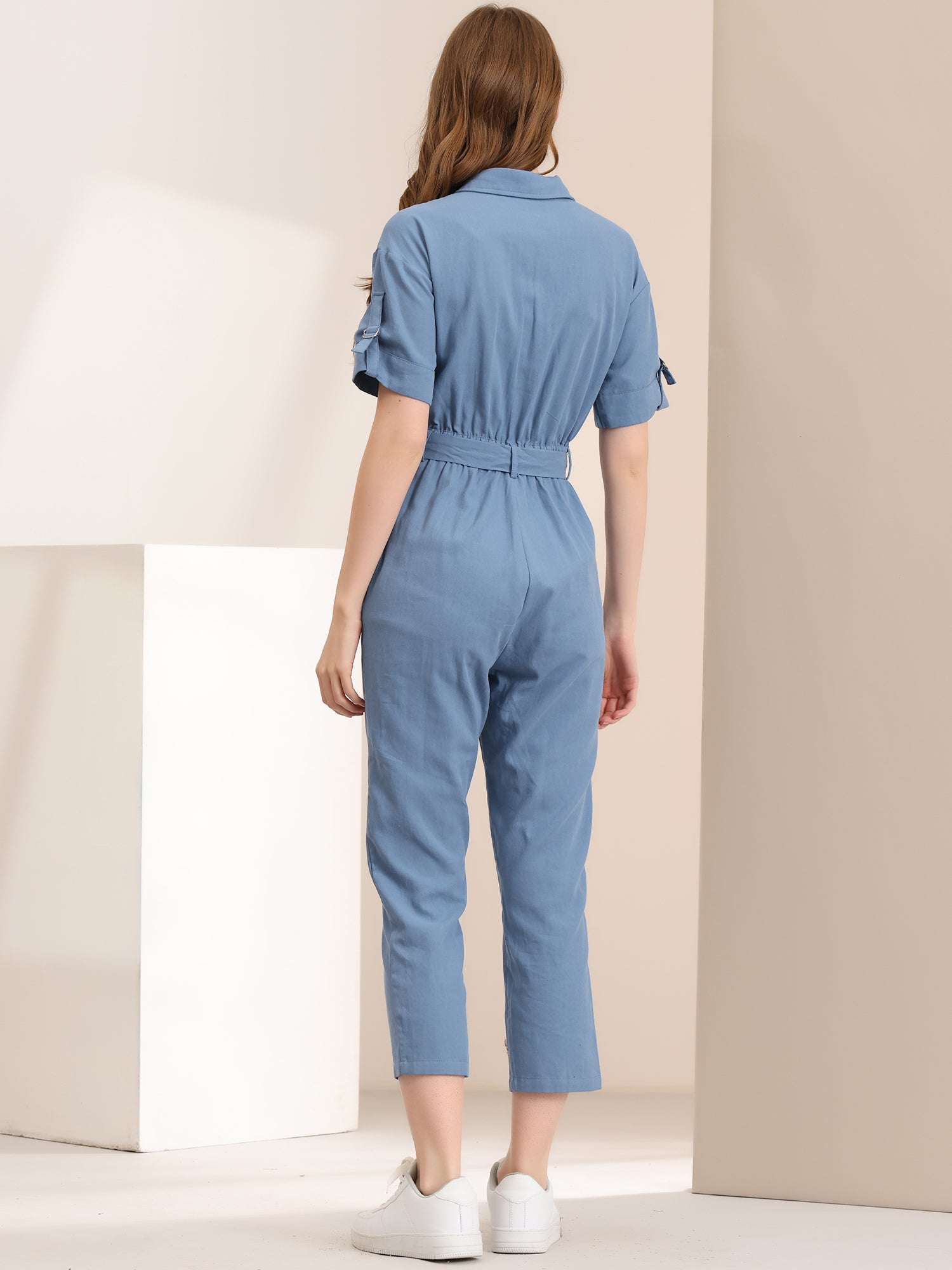 Velmira – Women’s Cotton Cargo Tie-Waist Jumpsuit