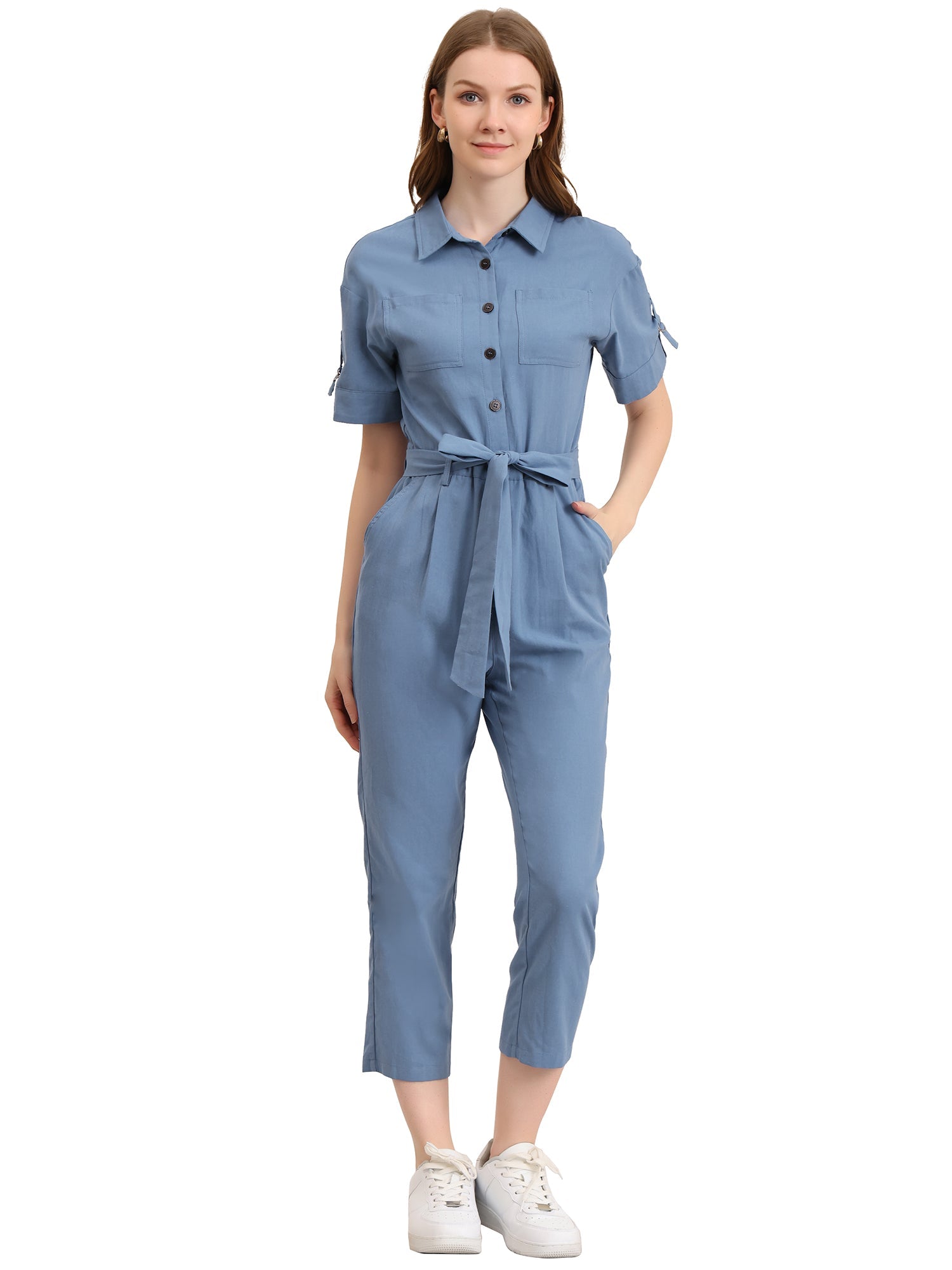 Velmira – Women’s Cotton Cargo Tie-Waist Jumpsuit