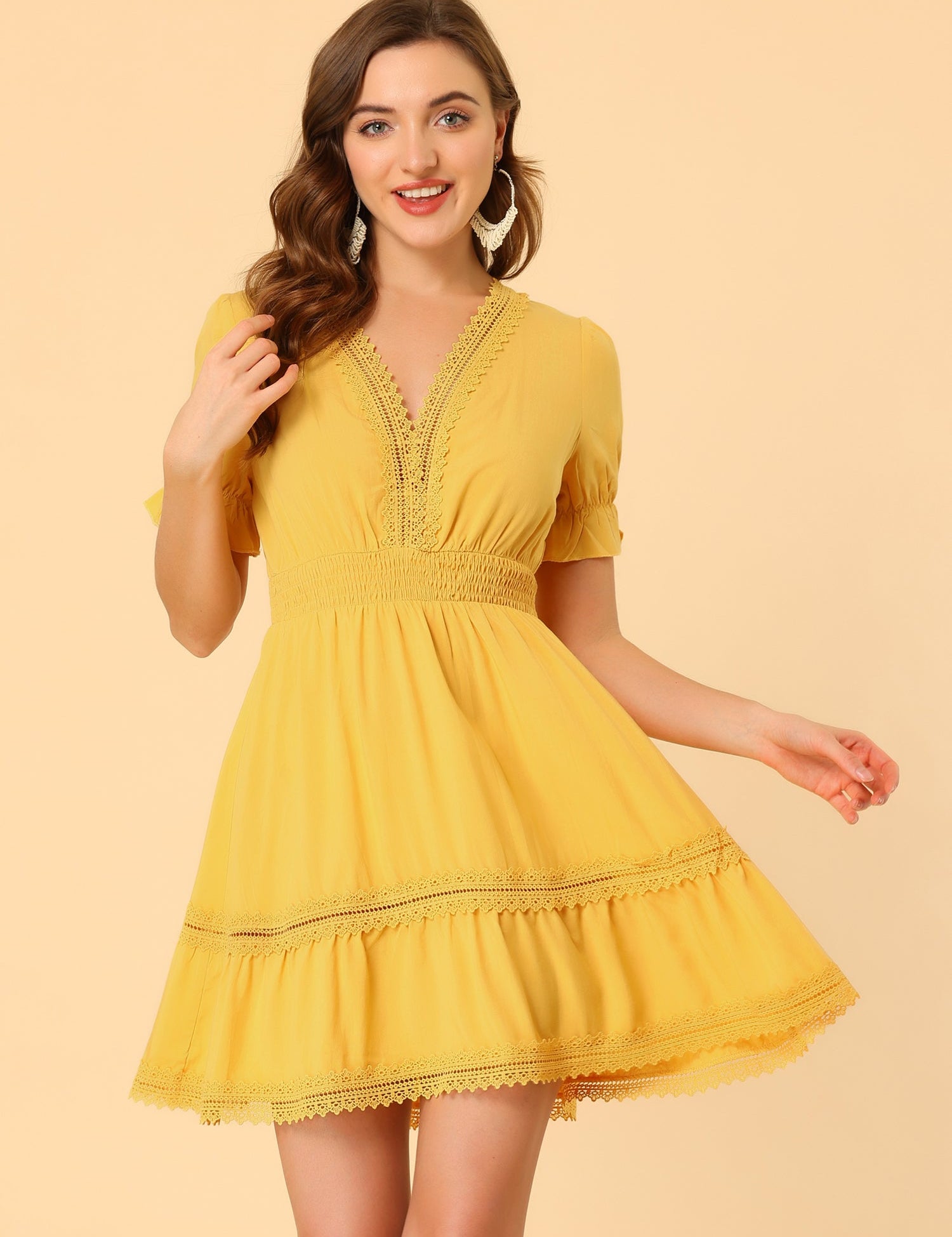 Solmira – Women’s Boho Puff Sleeve Tiered Dress
