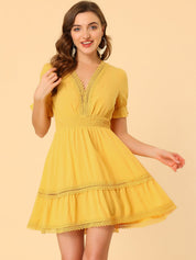 Solmira – Women’s Boho Puff Sleeve Tiered Dress