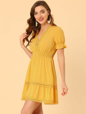 Solmira – Women’s Boho Puff Sleeve Tiered Dress