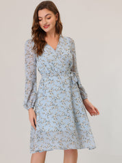 Florivelle - Women’s Wrap V-Neck Floral Midi Dress