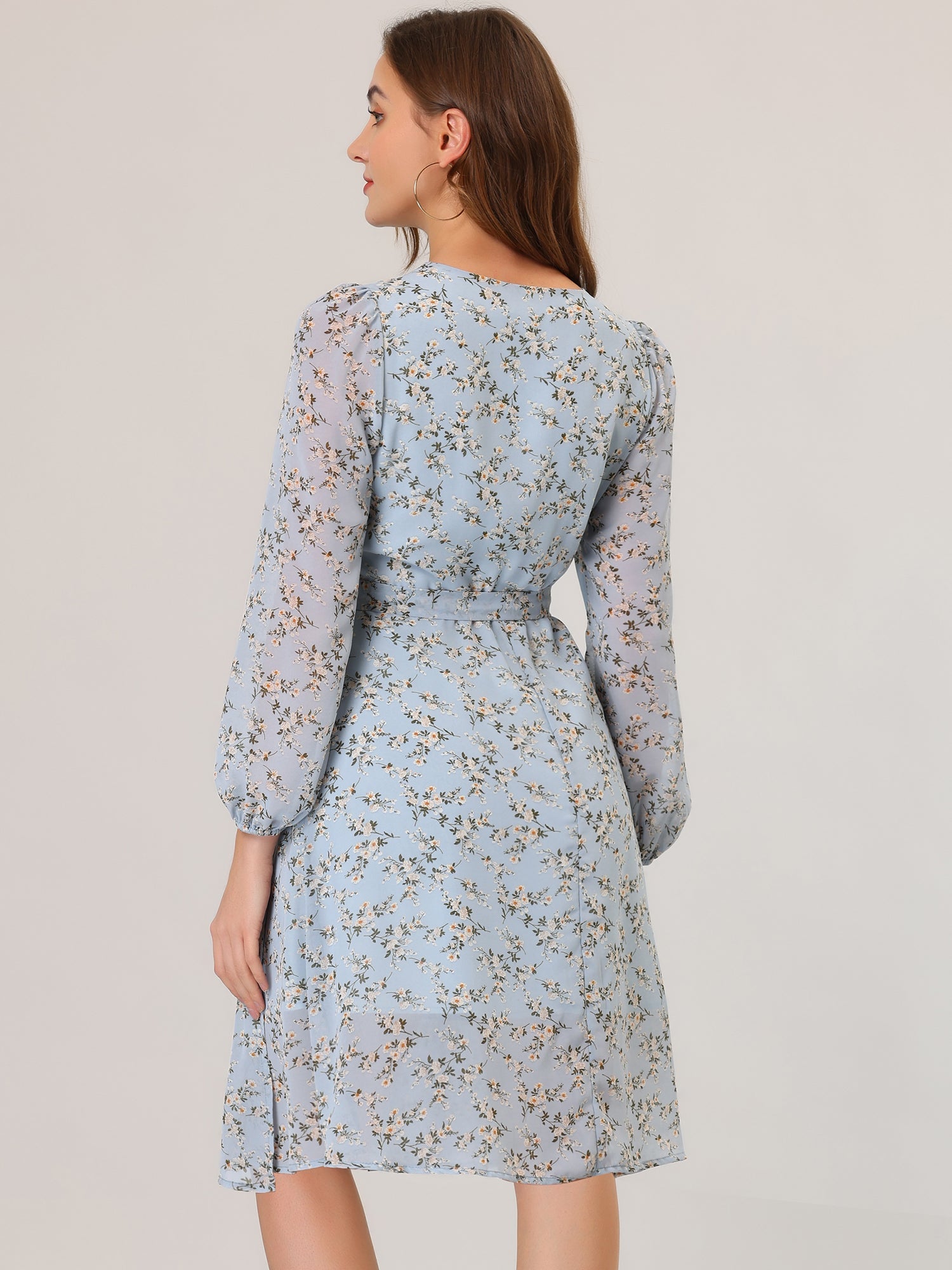 Florivelle - Women’s Wrap V-Neck Floral Midi Dress