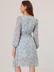 Florivelle - Women’s Wrap V-Neck Floral Midi Dress
