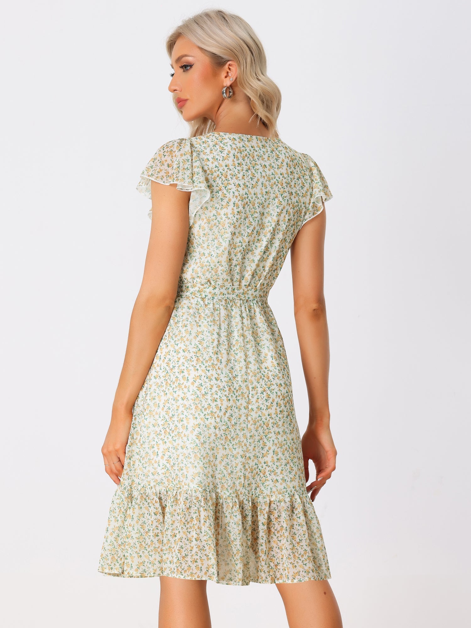 Florvella - Women’s Floral Square Neck A-Line Dress