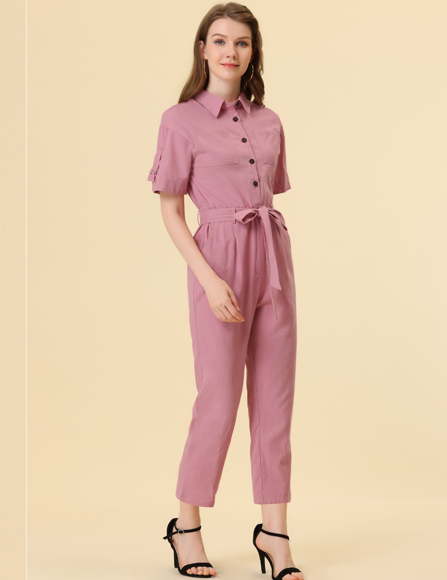 Velmira – Women’s Cotton Cargo Tie-Waist Jumpsuit