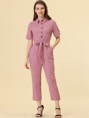 Velmira – Women’s Cotton Cargo Tie-Waist Jumpsuit
