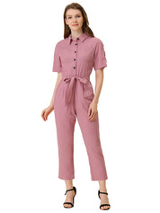 Velmira – Women’s Cotton Cargo Tie-Waist Jumpsuit