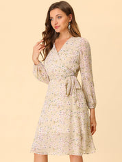 Florivelle - Women’s Wrap V-Neck Floral Midi Dress