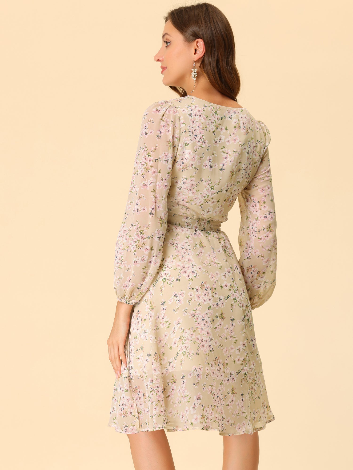 Florivelle - Women’s Wrap V-Neck Floral Midi Dress
