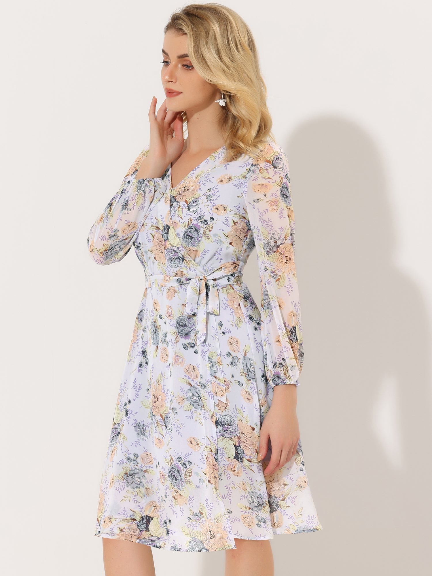 Florivelle - Women’s Wrap V-Neck Floral Midi Dress