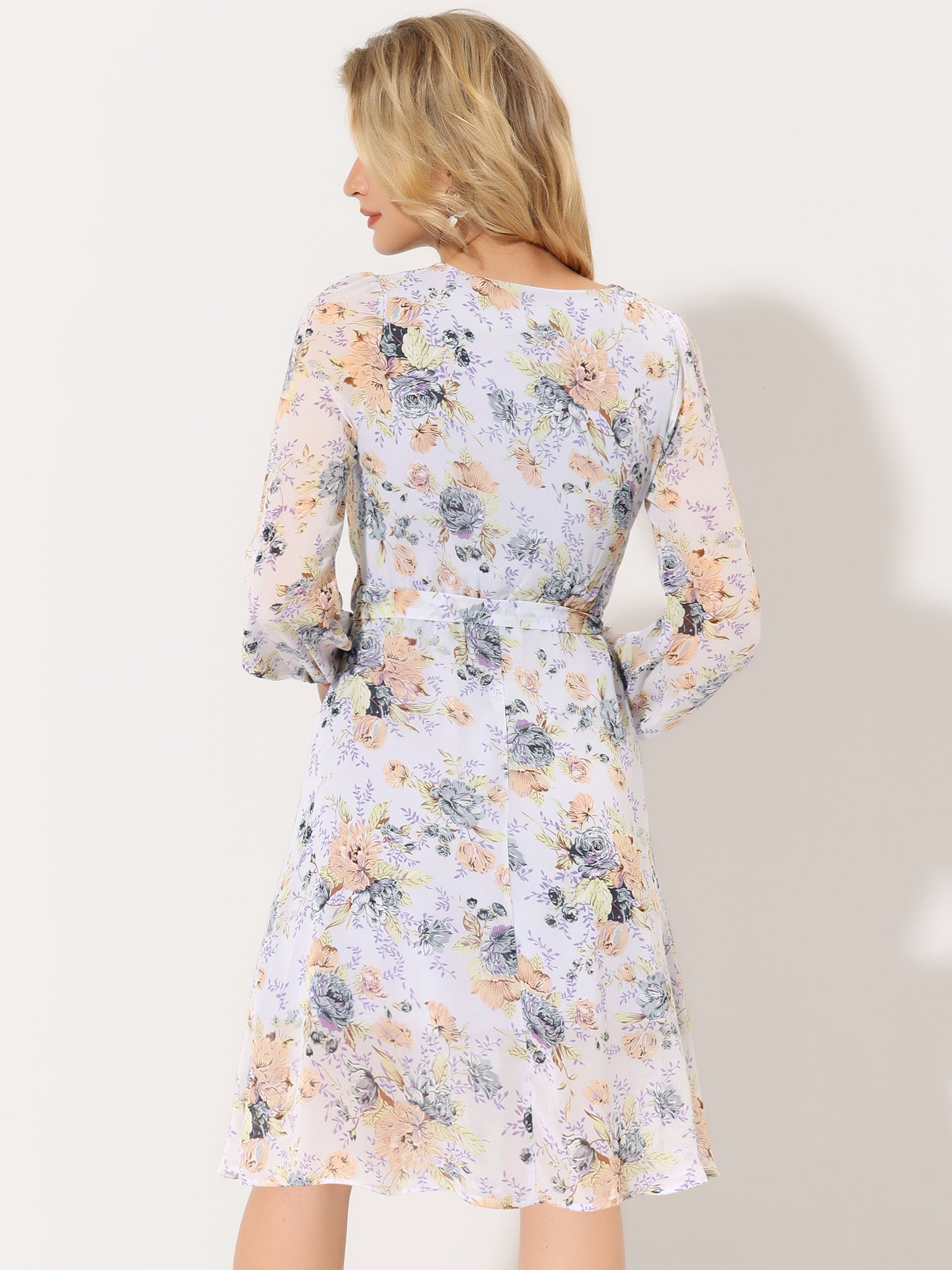 Florivelle - Women’s Wrap V-Neck Floral Midi Dress