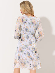 Florivelle - Women’s Wrap V-Neck Floral Midi Dress