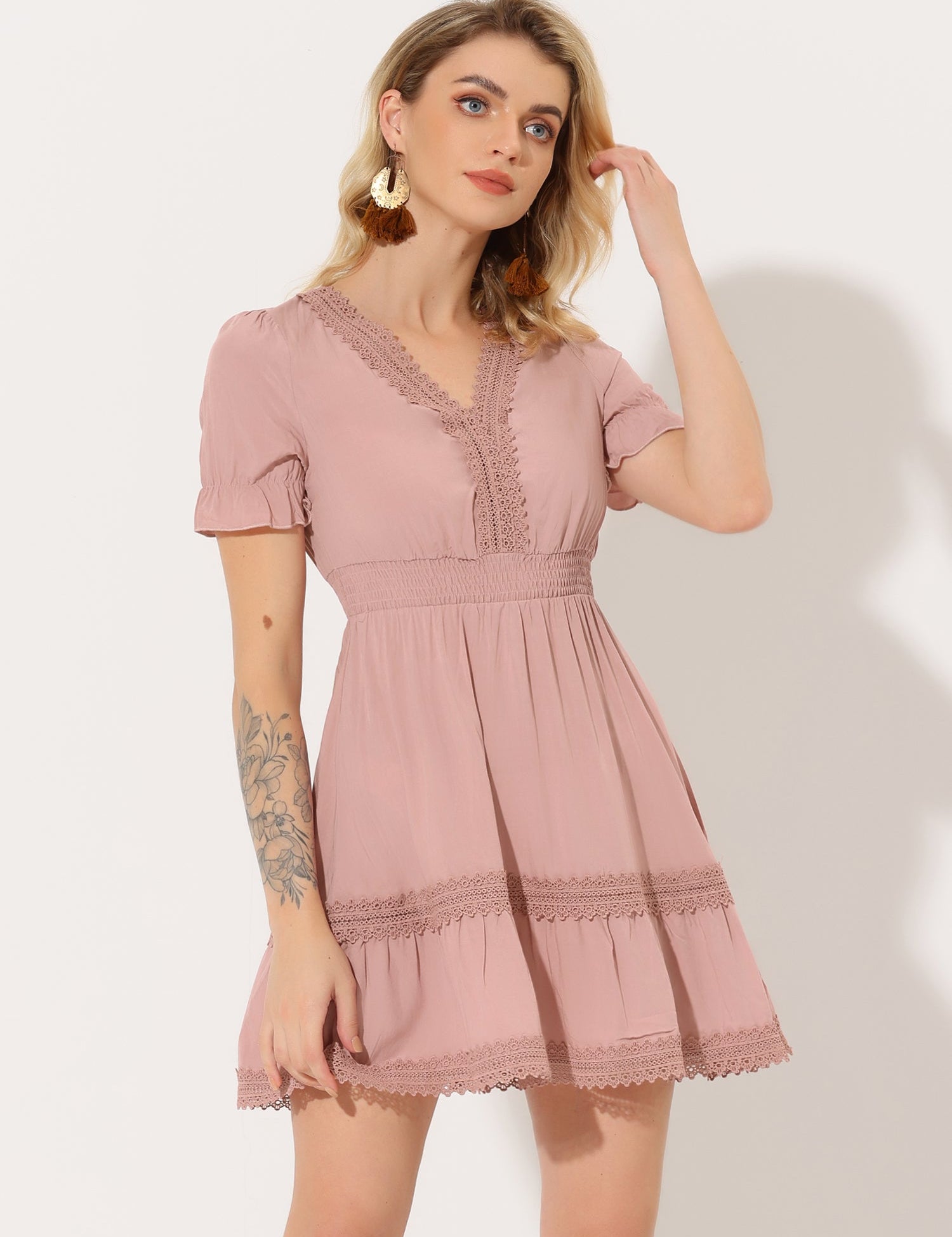 Solmira – Women’s Boho Puff Sleeve Tiered Dress