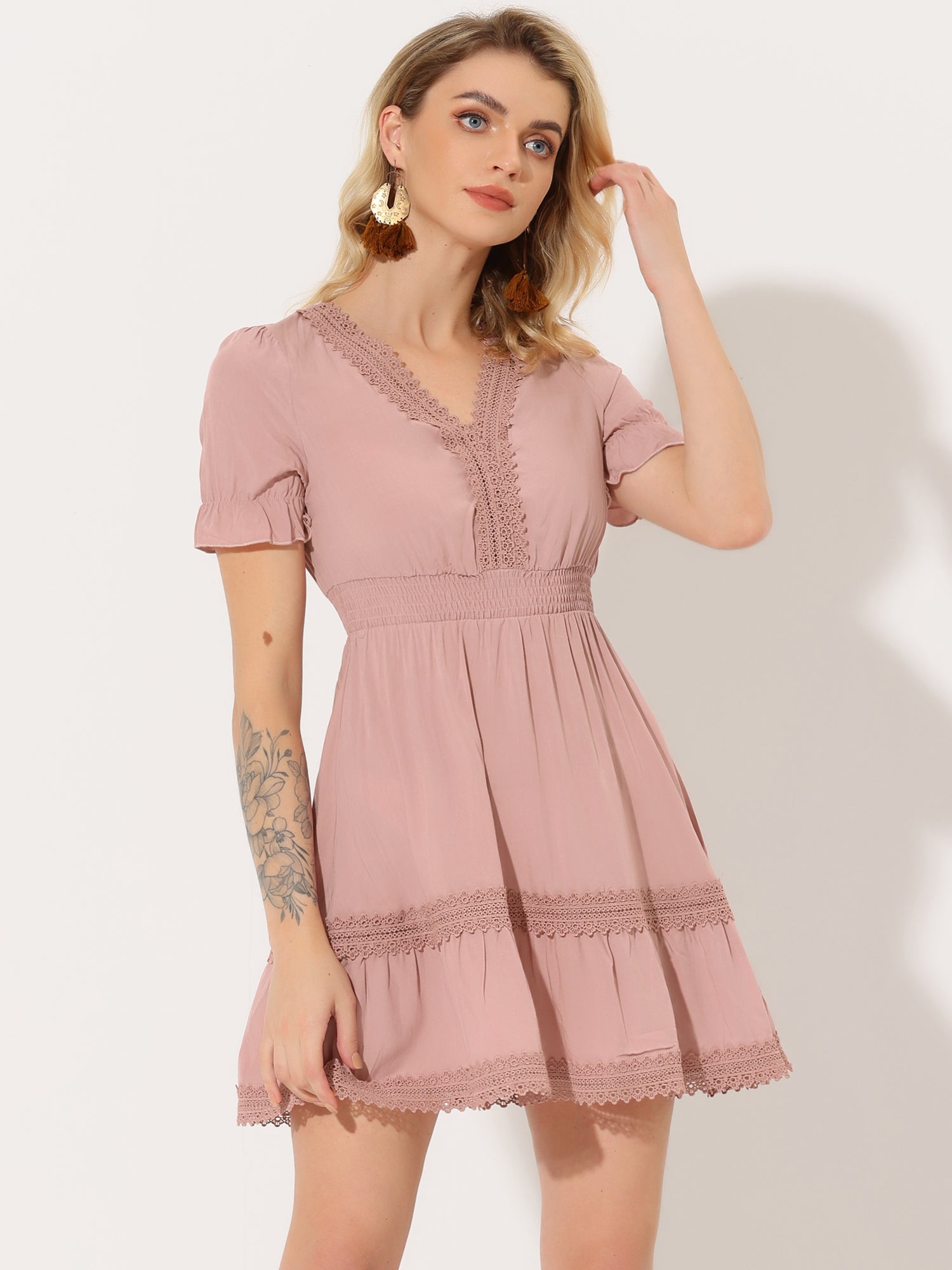 Solmira – Women’s Boho Puff Sleeve Tiered Dress