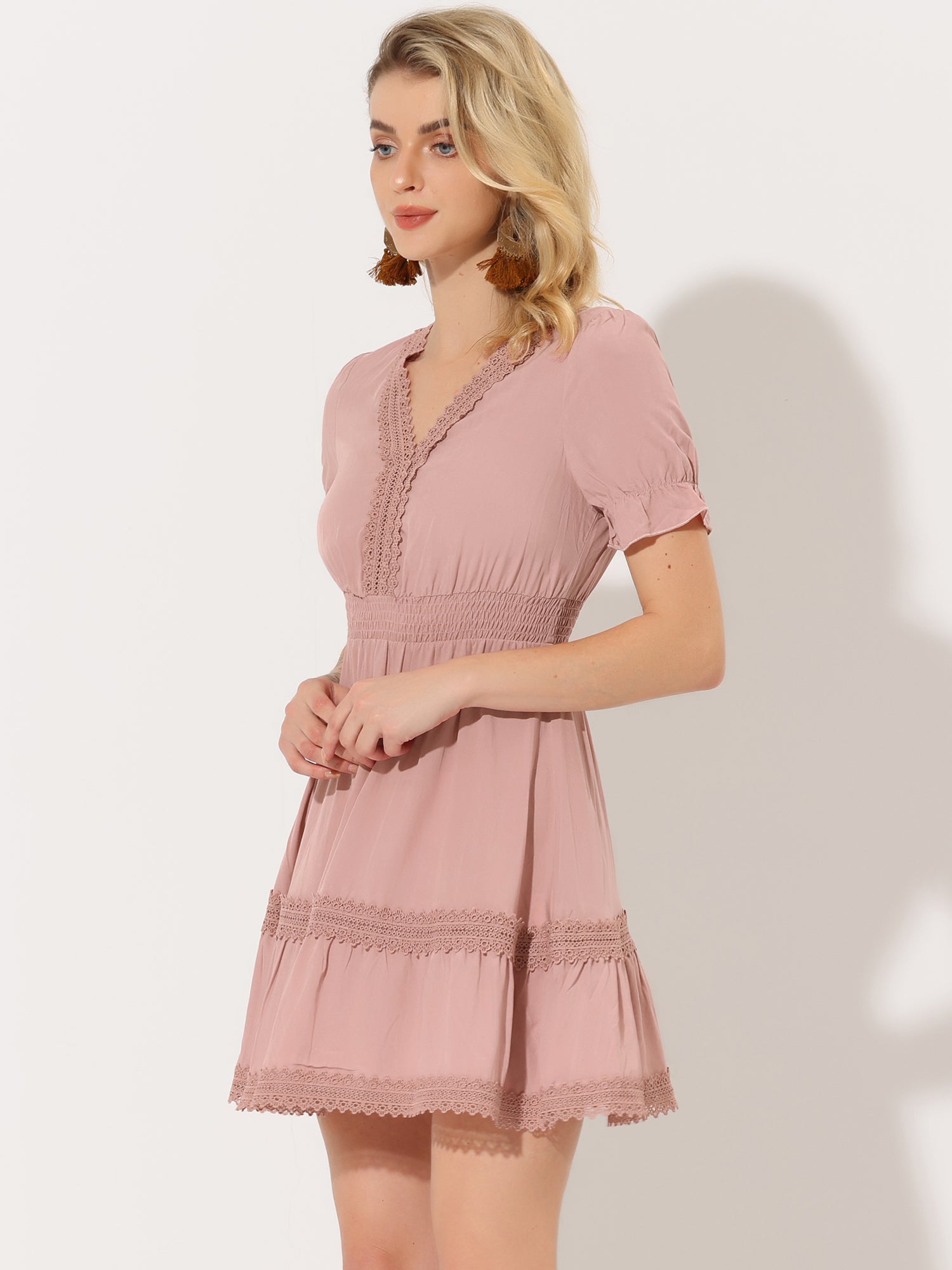 Solmira – Women’s Boho Puff Sleeve Tiered Dress
